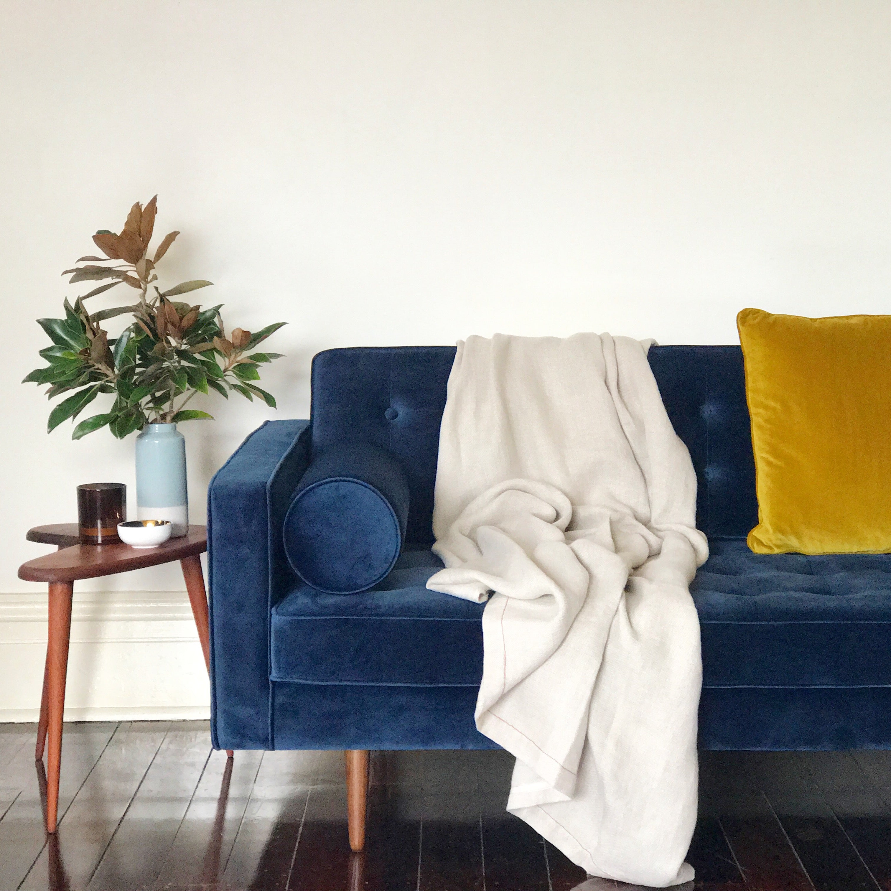 HLIN Linen Throw Blanket - Natural