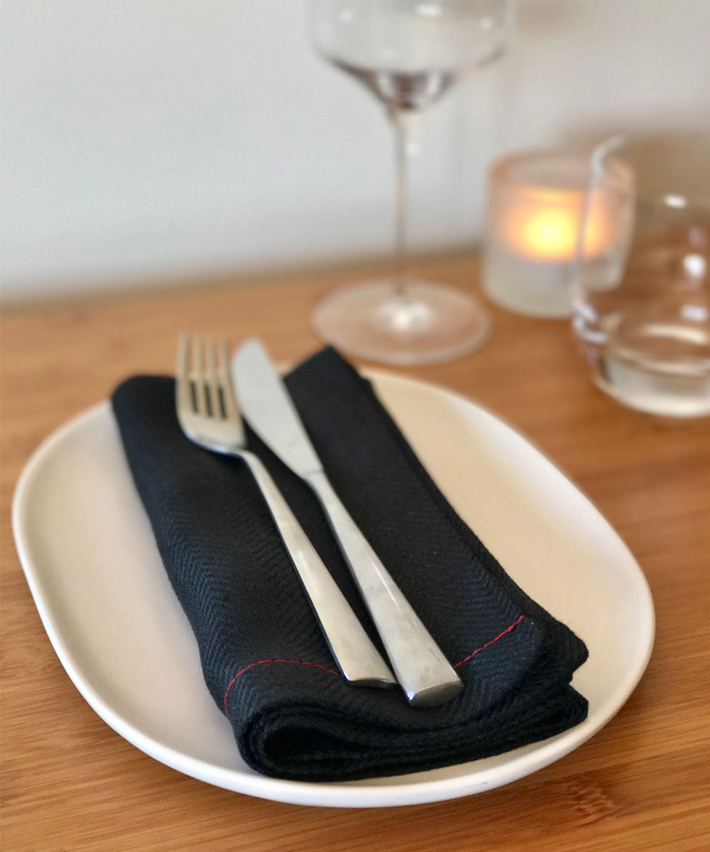 EIR Linen Black Napkin - Ebony (set of 6)