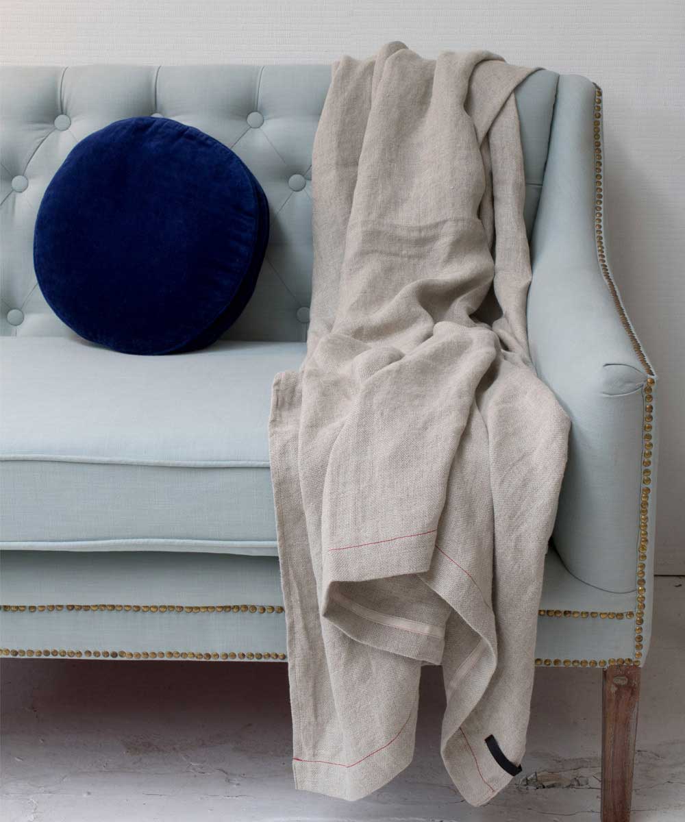 HLIN Linen Throw Blanket - Natural
